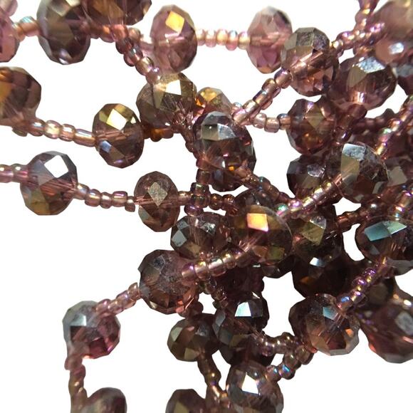 Opera length super long purple aurora borealis beaded necklace - Picture 1 of 9